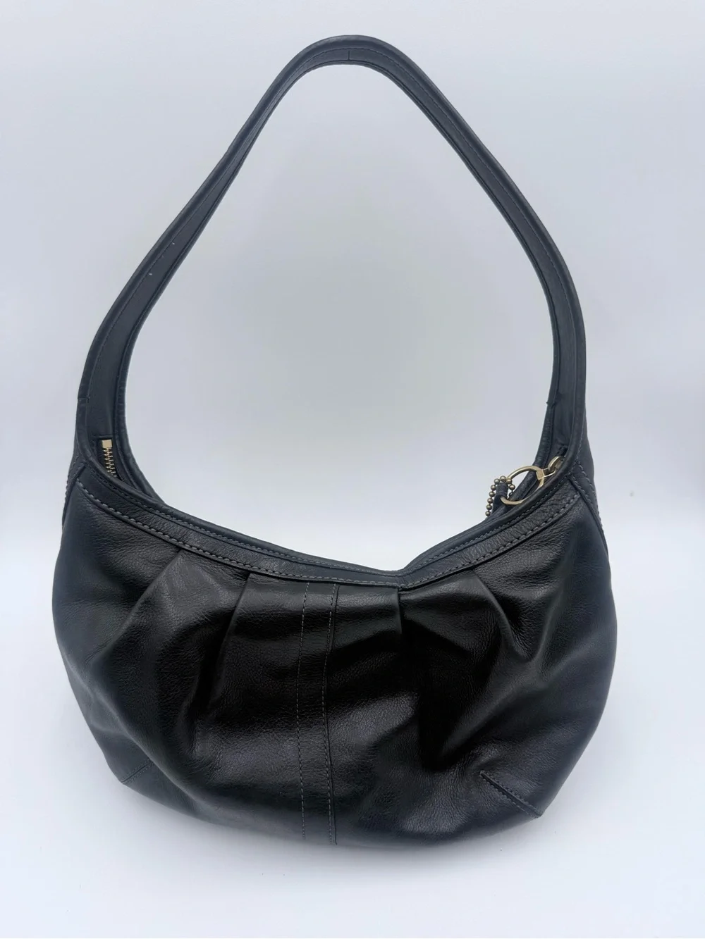 Vintage COACH Ergo 12235 Leather Hobo Shoulder Bag Black Gold Hardware Turquoise